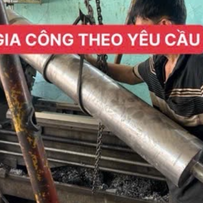 Gia công trục thép con lăn bọc cao su dài 1.5m | Cơ Khí Mori